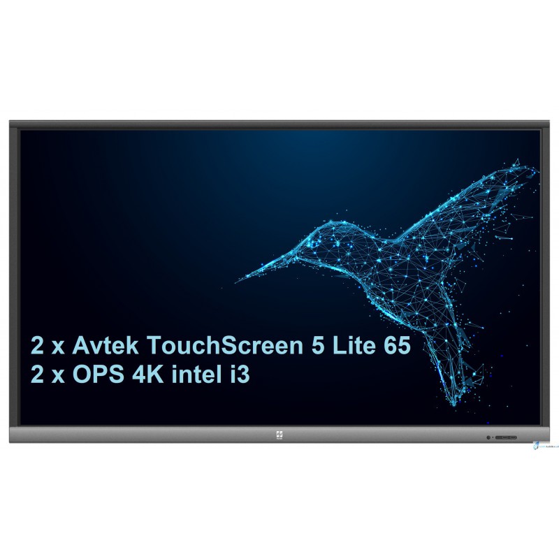 Zestaw interaktywny 2 x monitor interaktywny Avtek TouchScreen 5 Lite 65 + 2 x komputer OPS 4K intel i3